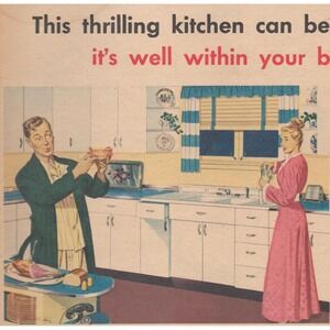 1946 Youngstown Kitchens Vintage Print Ad Mid Century Kitchen Home Decor
